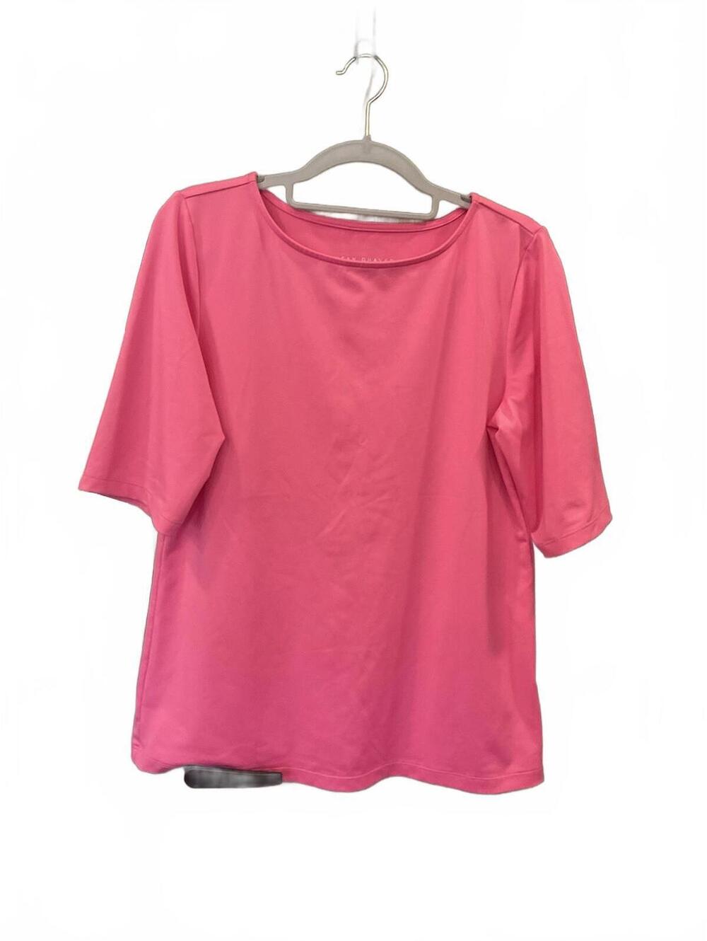 Susan Graver Essentials Womens Short Sleeve Round Neck Pink Blouse Size XS